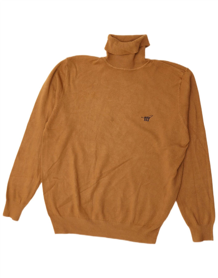 Suéter masculino vintage com gola redonda XL bege