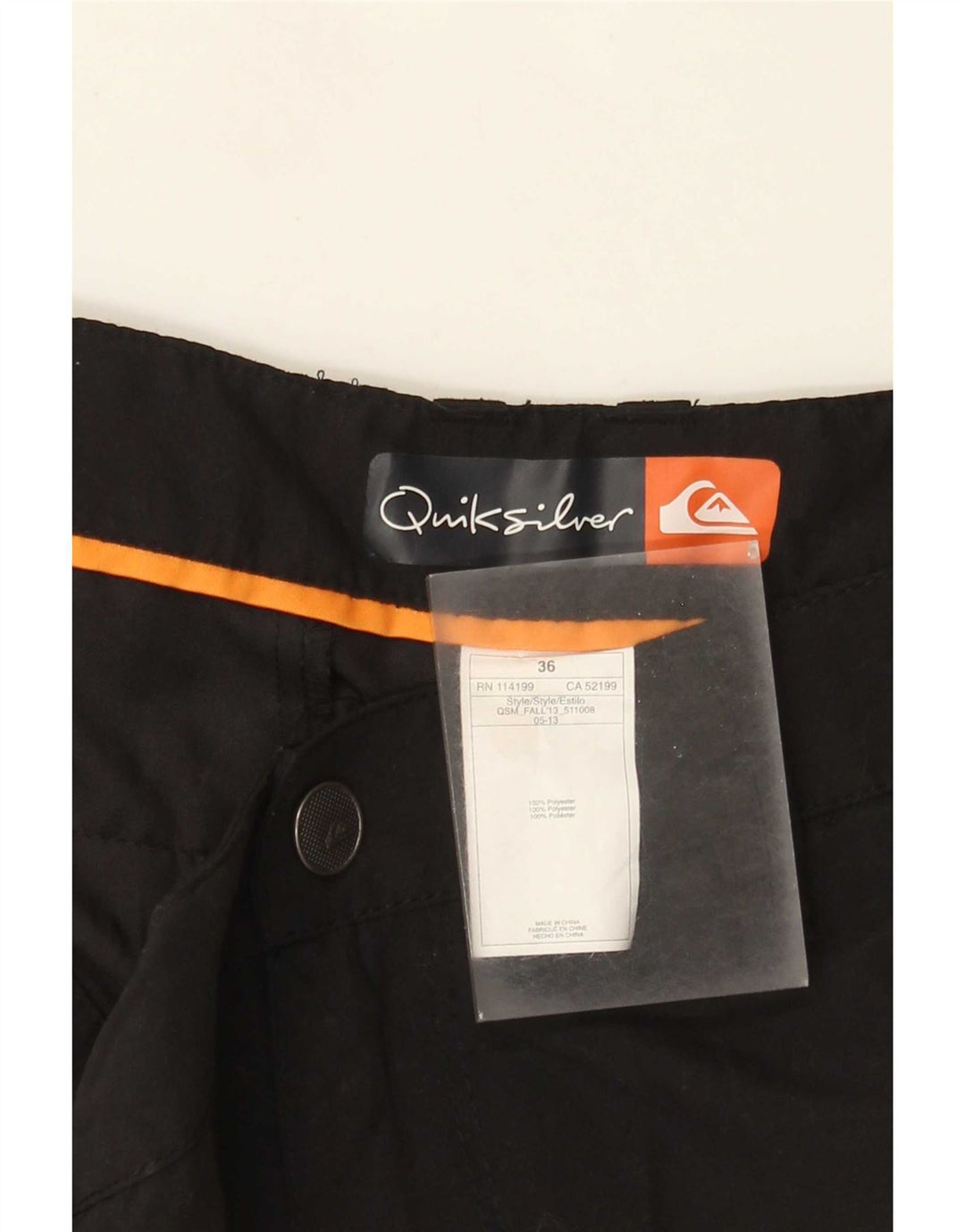 Quiksilver Mens Chino Shorts W36 Grande Poliéster Preto