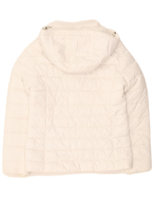 Jaqueta acolchoada com capuz feminina Tommy Hilfiger Reino Unido 14 poliéster branco médio