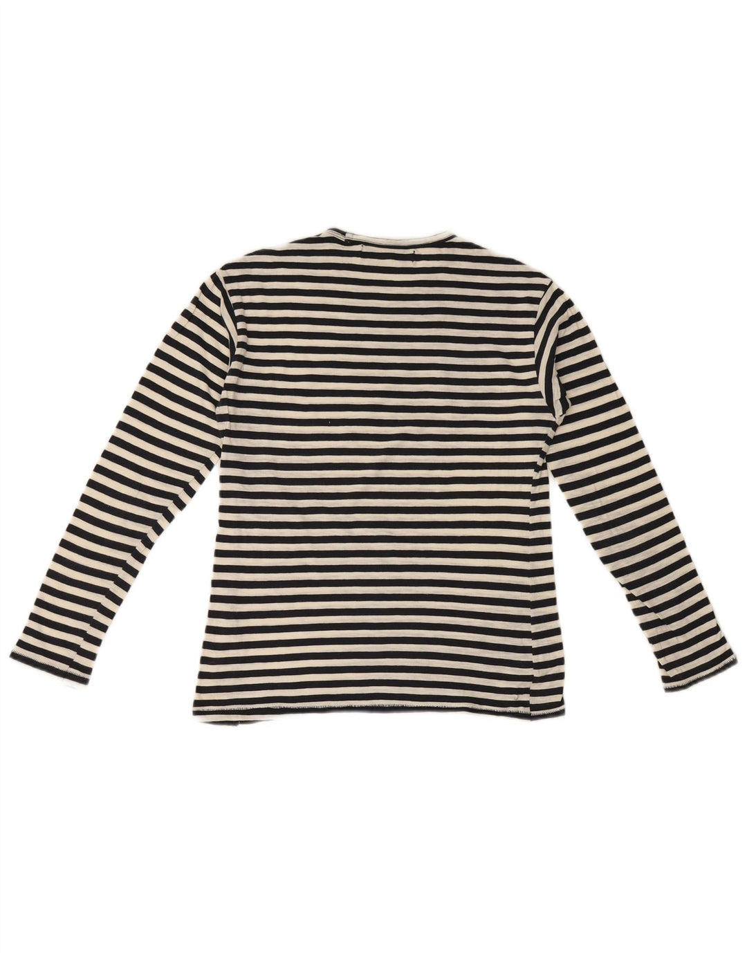 Top feminino Zara de manga comprida UK 10 pequeno listrado preto