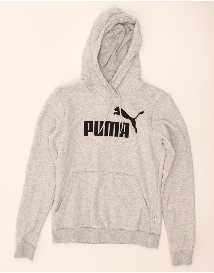 PUMA Womens Graphic Hoodie Jumper UK 8 Small Grey Cotton Vintage Puma and Second-Hand Puma from Messina Hembry 