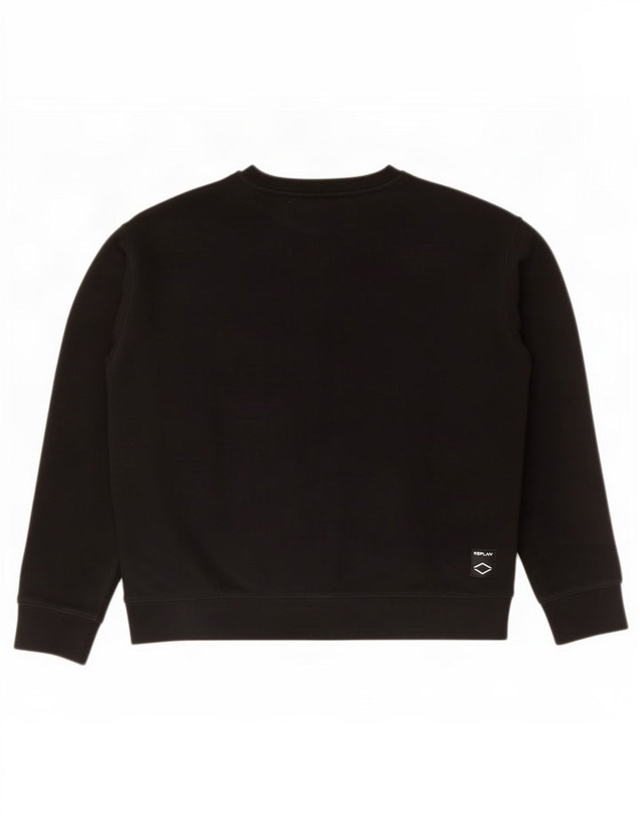 Replay moletom gráfico masculino jumper grande algodão colorblock preto