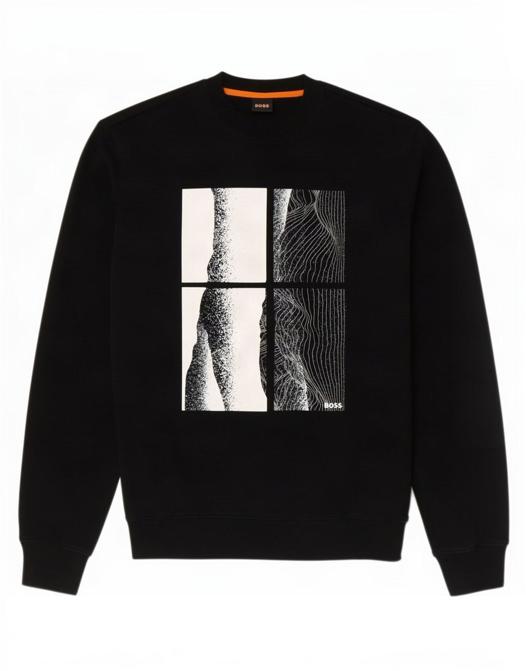 Hugo Boss moletom gráfico masculino jumper médio algodão preto