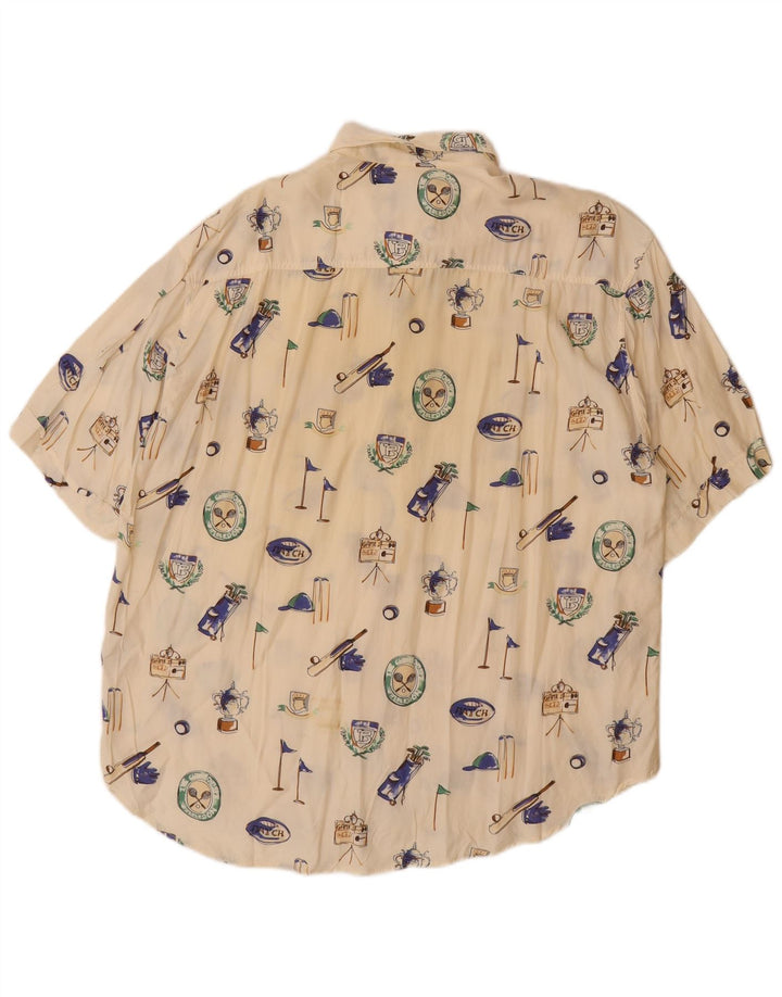 Camisa masculina estampada de manga curta BARONI grande viscose branca
