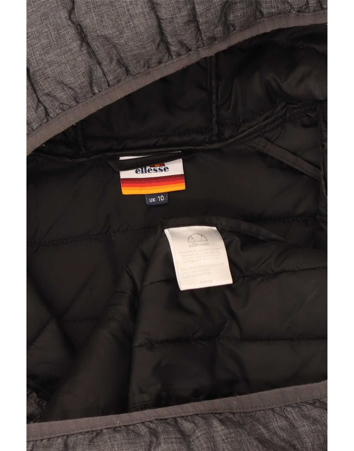 Ellesse Jaqueta feminina com capuz grande acolchoada Reino Unido 10 Poliamida cinza pequena