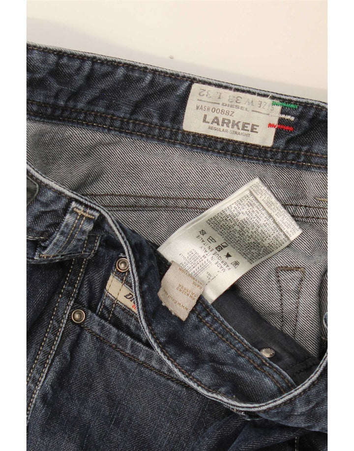 Diesel Mens Larkee Regular Straight Jeans W33 L32 Azul Marinho Algodão