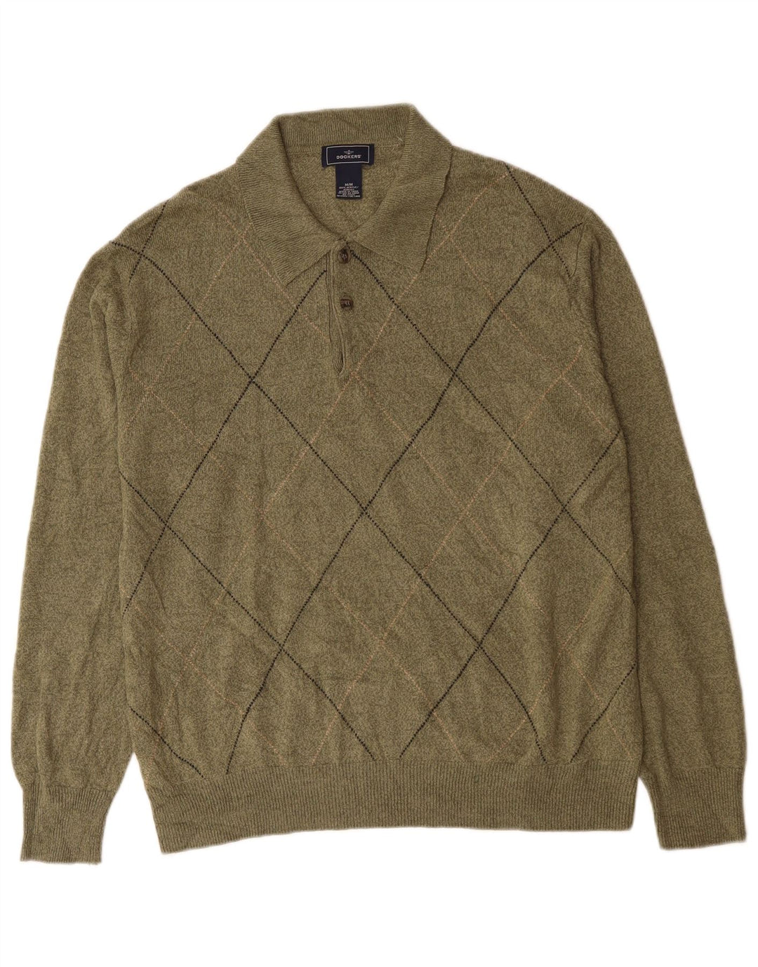 Suéter masculino Dockers com gola polo, médio caqui argyle/acrílico diamante