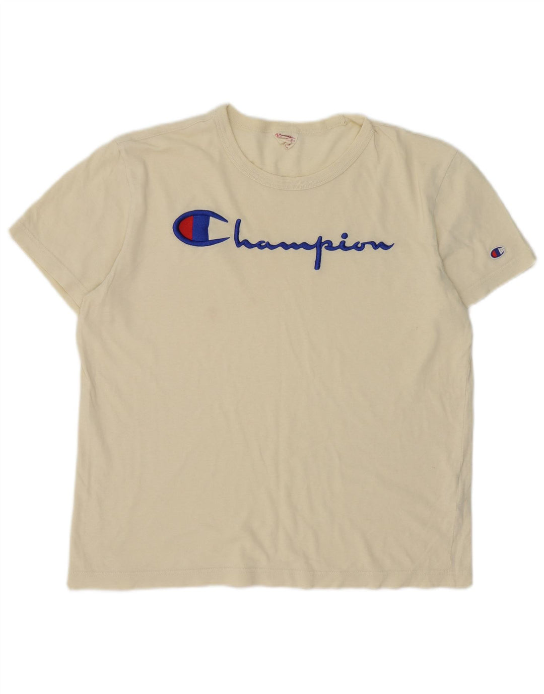 Camiseta gráfica masculina Champion, top médio de algodão off white