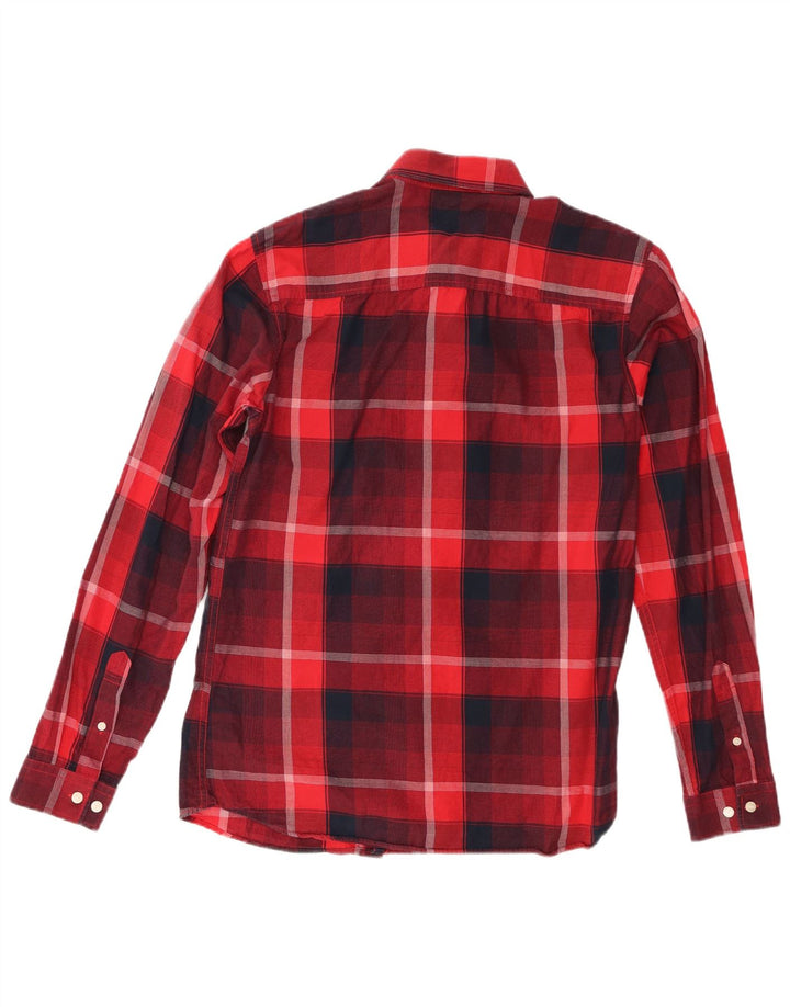 Camisa masculina Jack & Jones média xadrez vermelha de algodão