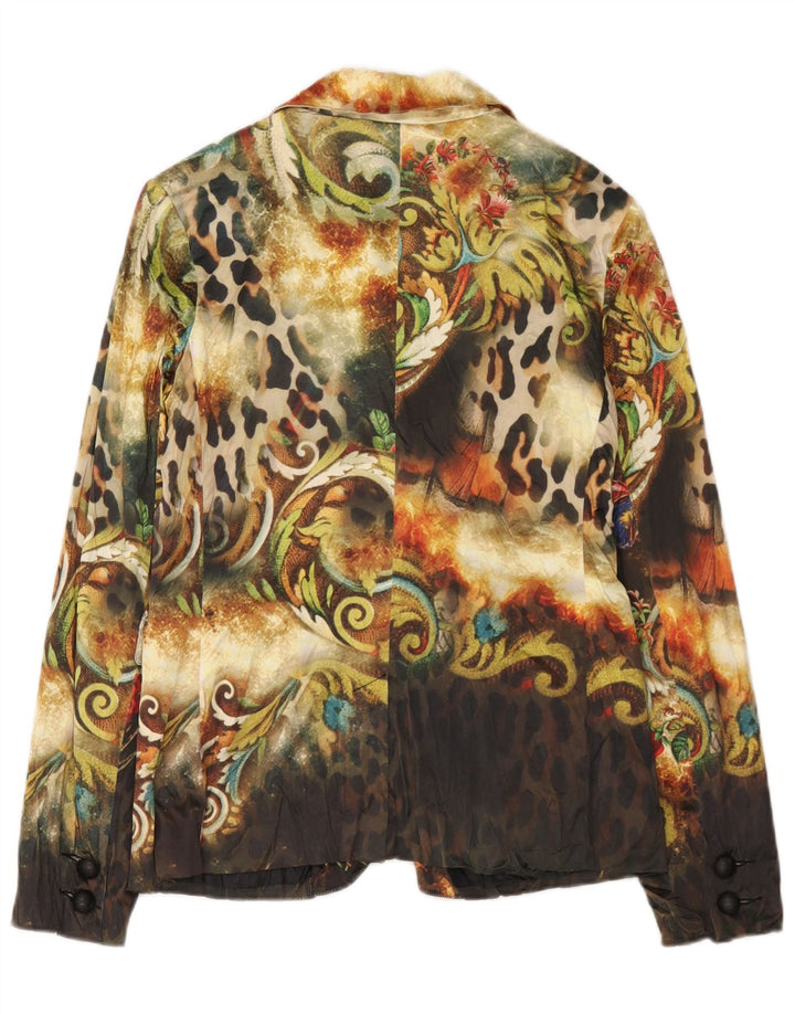 Jaqueta blazer feminina Etoile Du Monde Reino Unido 10 pequena estampa animal multicolorida