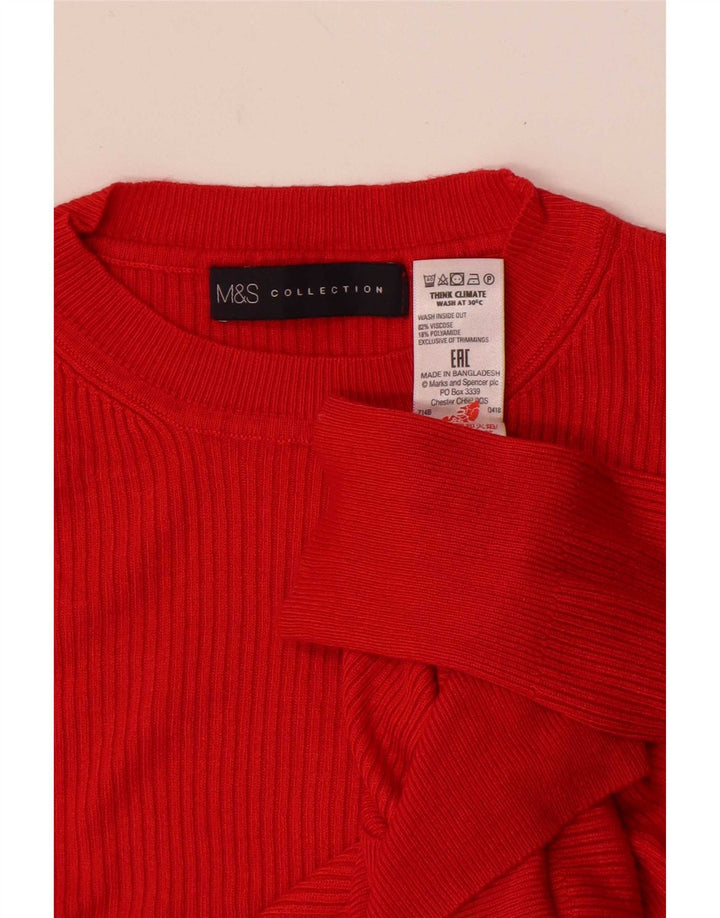 Suéter feminino Marks & Spencer com gola redonda Reino Unido 14 grande viscose vermelha