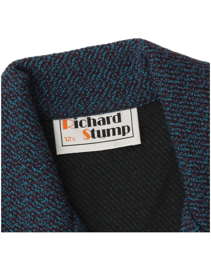 Jaqueta blazer feminina Richard Stump com 5 botões Reino Unido 12 listrado azul médio
