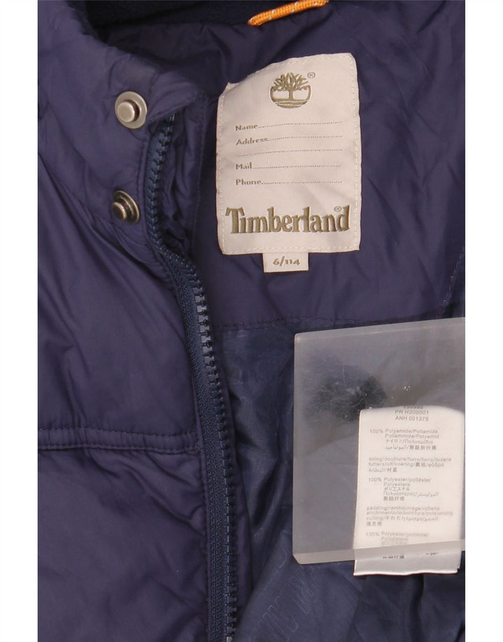 Casaco acolchoado com capuz Timberland menino 5-6 anos azul marinho poliamida