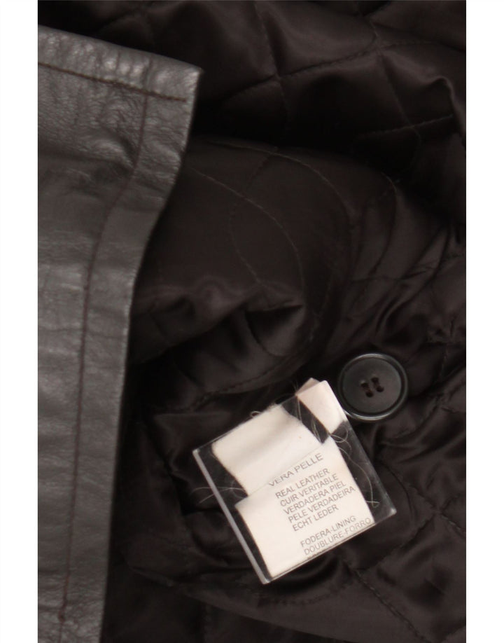 Casaco de couro feminino vintage IT 50 XL couro marrom