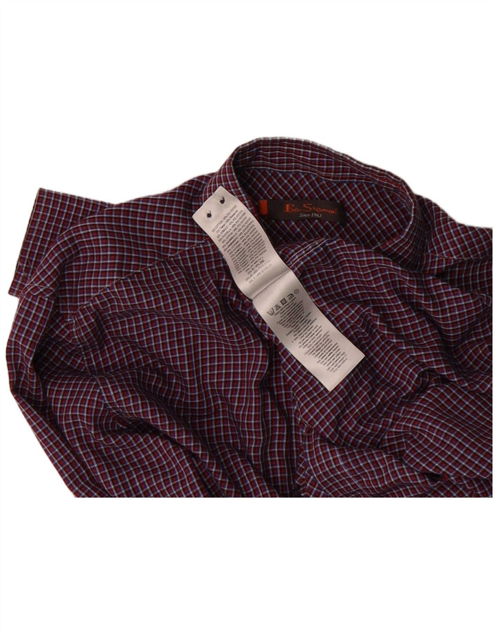 Camisa masculina BEN SHERMAN grande algodão xadrez roxo