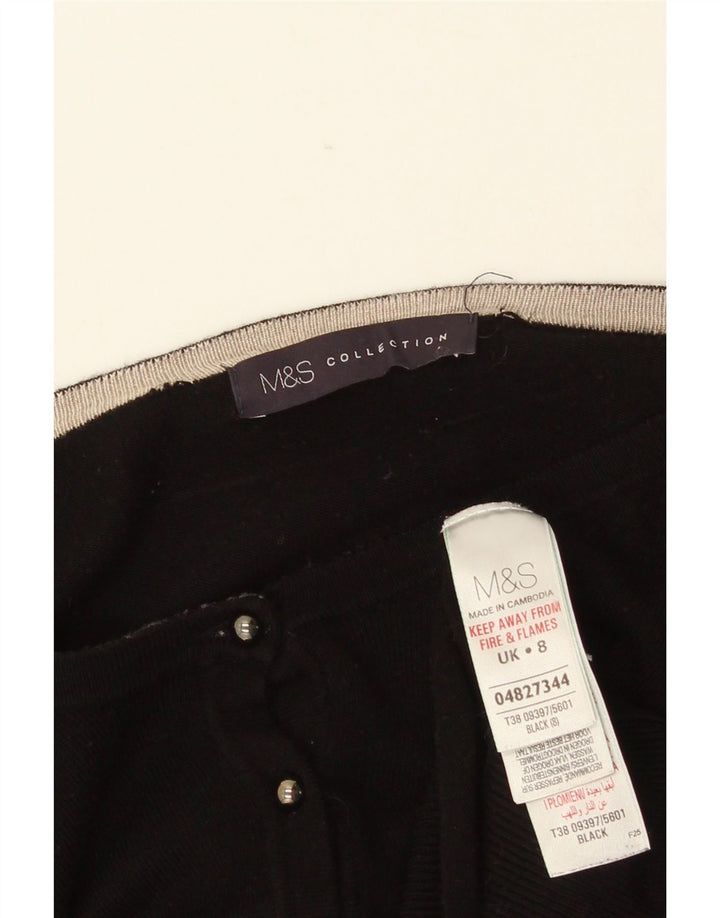 Suéter cardigã feminino MARKS & SPENCER Reino Unido 8 pequeno preto viscose