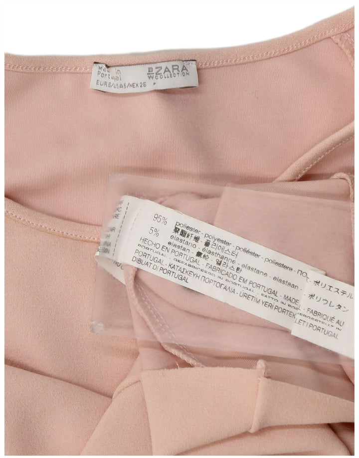 Blusa feminina Zara Crop Batwing Top Reino Unido 10 Pequeno Poliéster Rosa