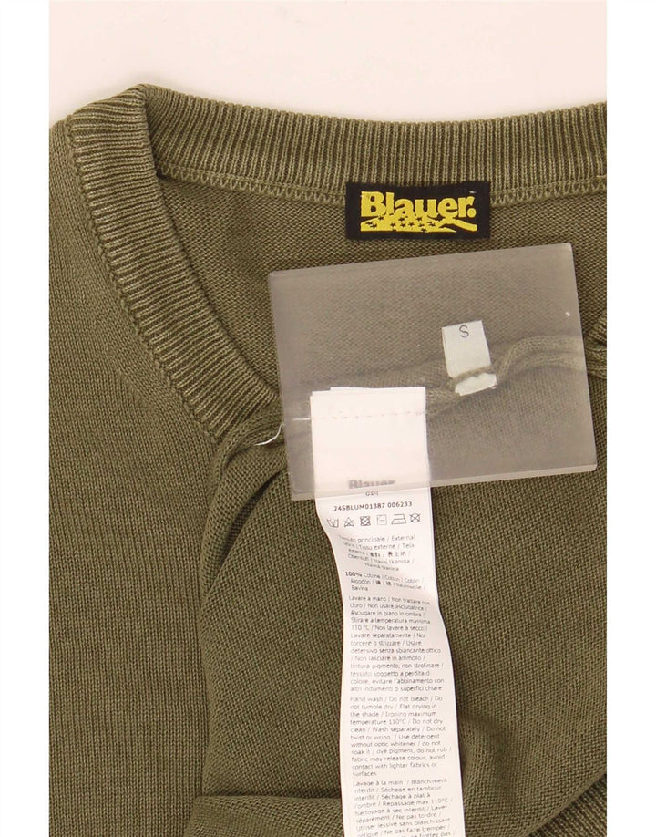 Suéter masculino Blauer com gola redonda e algodão verde pequeno