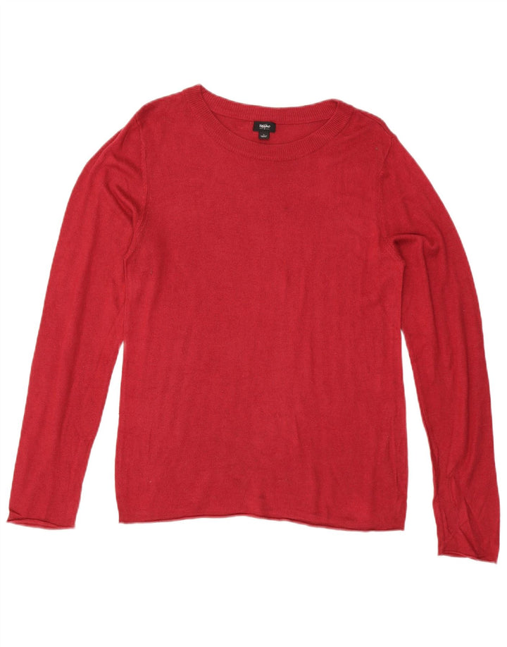 Suéter feminino MOSSIMO com gola canoa Reino Unido 14 grande rayon vermelho