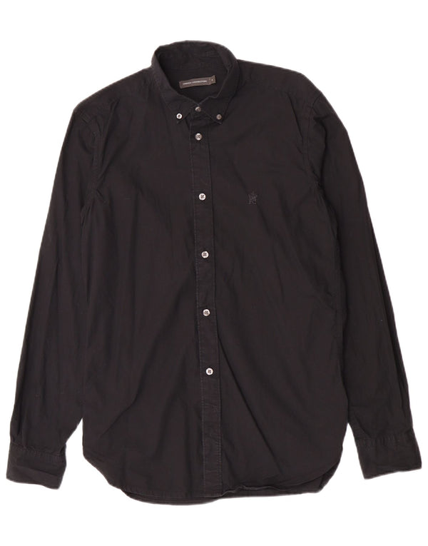 Camisa masculina French Connection pequena de algodão preto