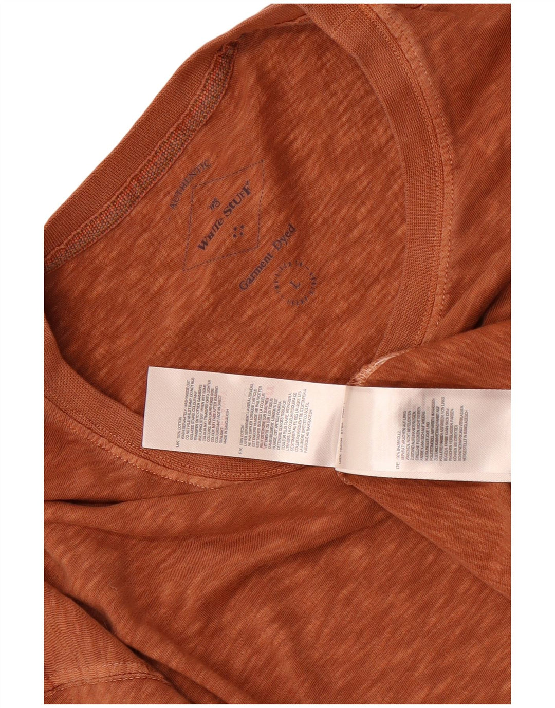 Camiseta masculina branca de manga comprida grande algodão manchado marrom