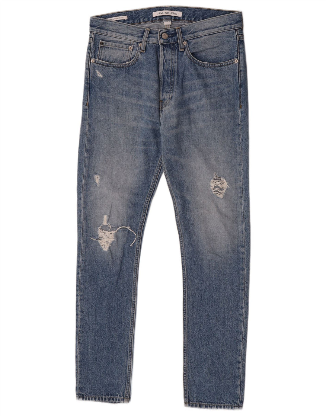Calvin Klein Jeans masculino desgastado slim W29 L30 algodão azul