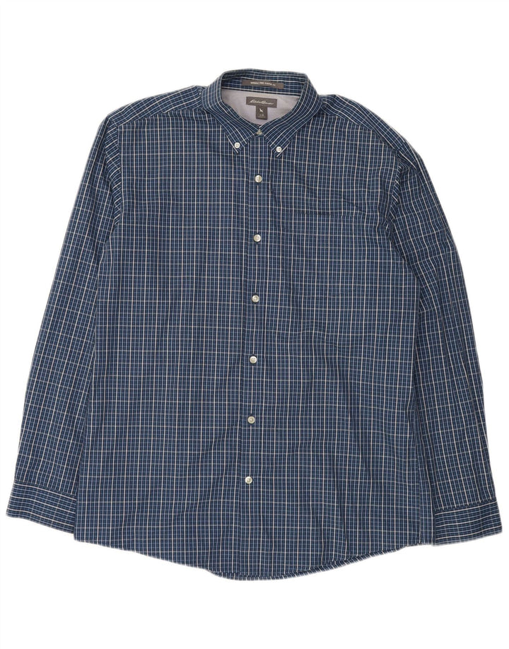 Camisa masculina Eddie Bauer Classic Fit grande algodão xadrez azul
