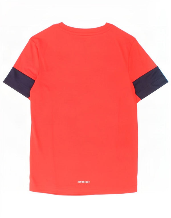Camiseta Adidas Boys Aeroready Top 7-8 Anos Vermelho Colorblock Poliéster