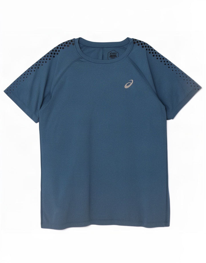 Camiseta masculina Asics Top XL azul marinho poliéster manchado