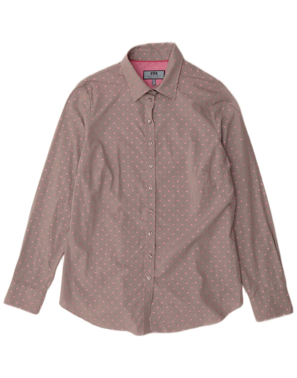Camisa feminina Hawes & Curtis Reino Unido 14 grande cinza manchado