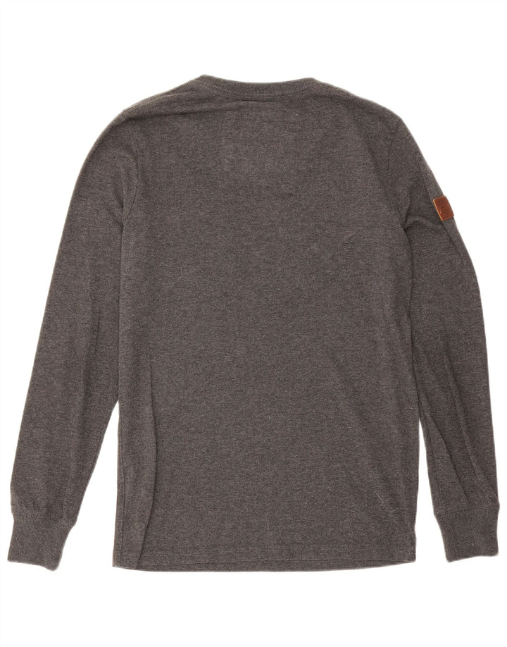 Top masculino Superdry manga comprida pequeno algodão cinza