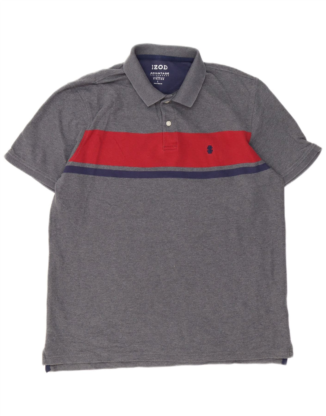 Camisa polo masculina IZOD grande algodão colorblock cinza