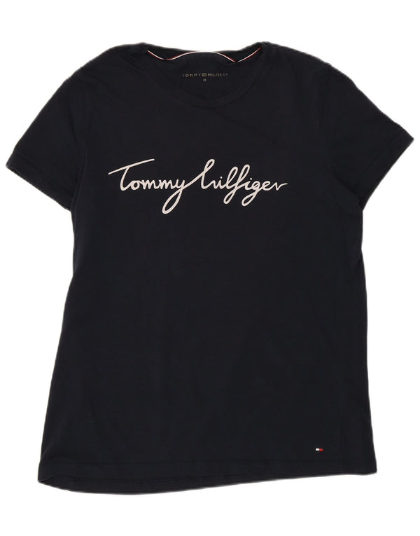 Camiseta feminina Tommy Hilfiger com estampa gráfica UK 14 algodão azul marinho médio