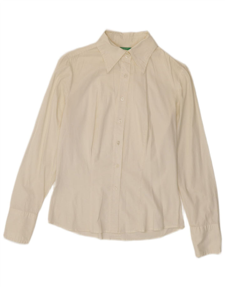 Camisa Benetton Mulher UK 12 Médio Branco