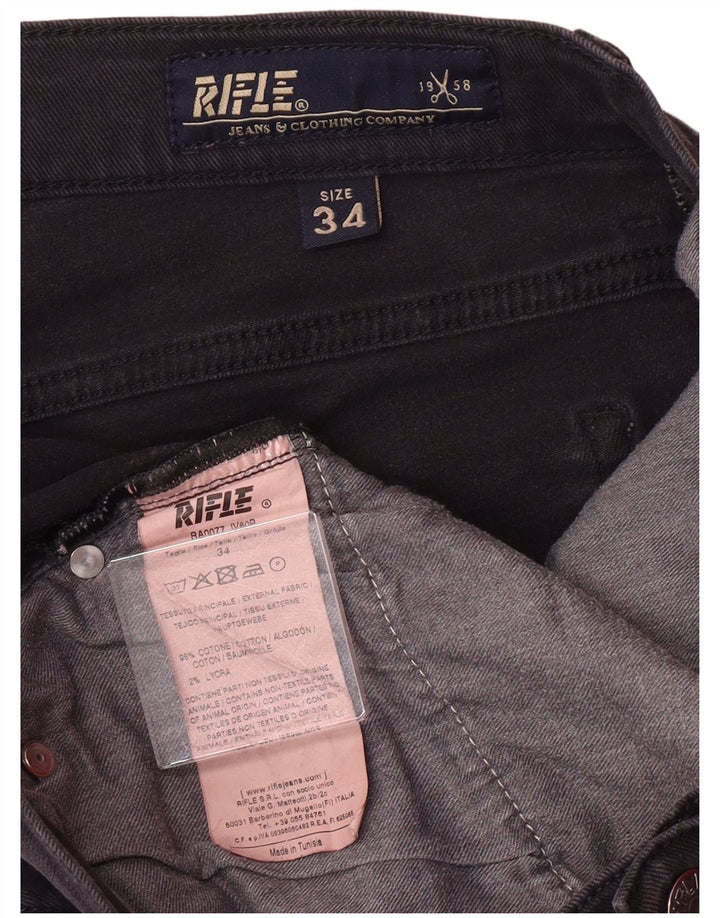 RIFLE Masculino Slim Jeans W34 L34 Cinza Algodão