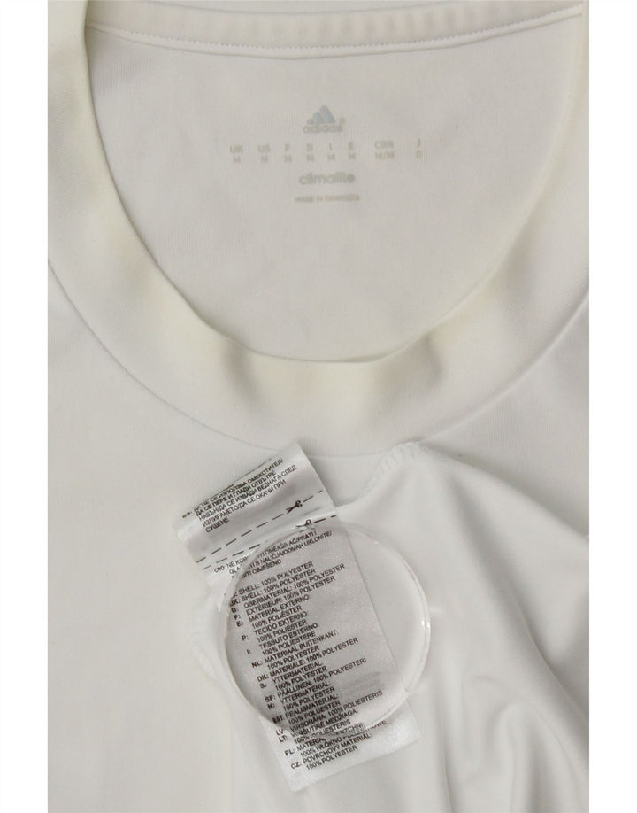 Adidas Mens Climalite Camiseta Top Médio Poliéster Branco