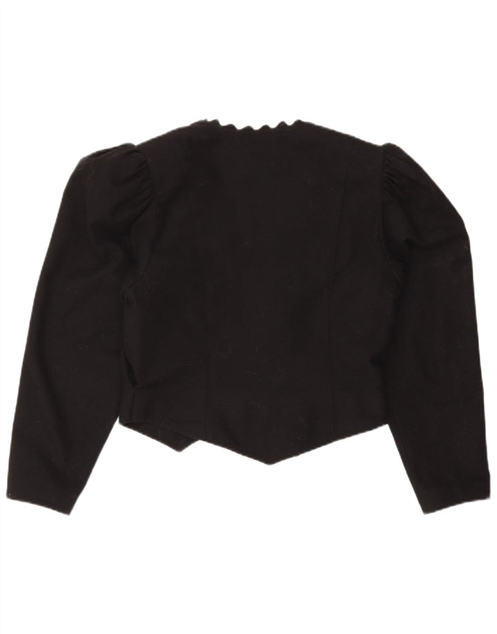 Jaqueta blazer feminina Meico com 3 botões UK 16 grande poliéster preto