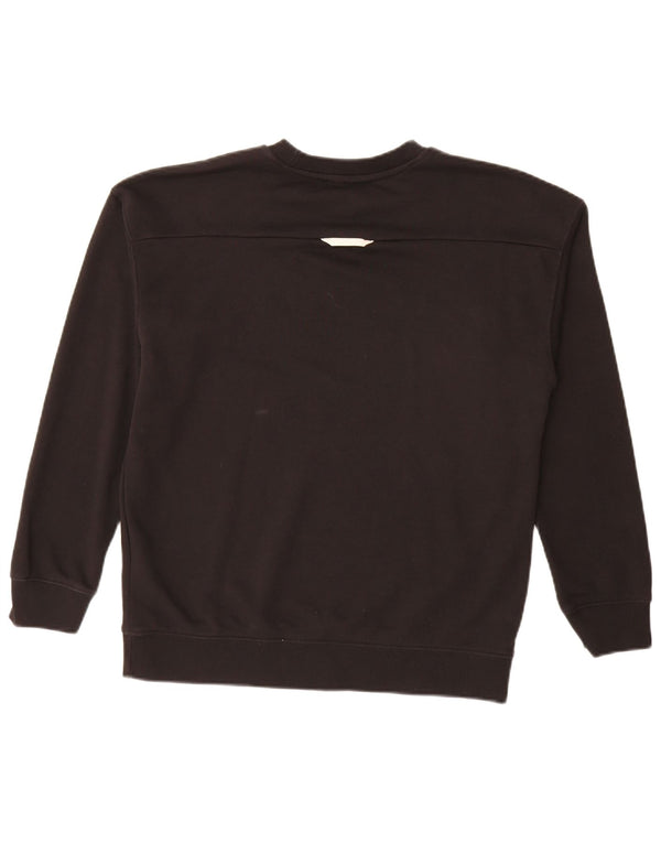 ADIDAS Womens Graphic Sweatshirt Jumper UK 14 Grande Algodão Preto