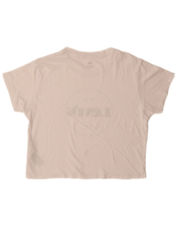 Camiseta feminina gráfica Levi's UK 14 algodão branco médio