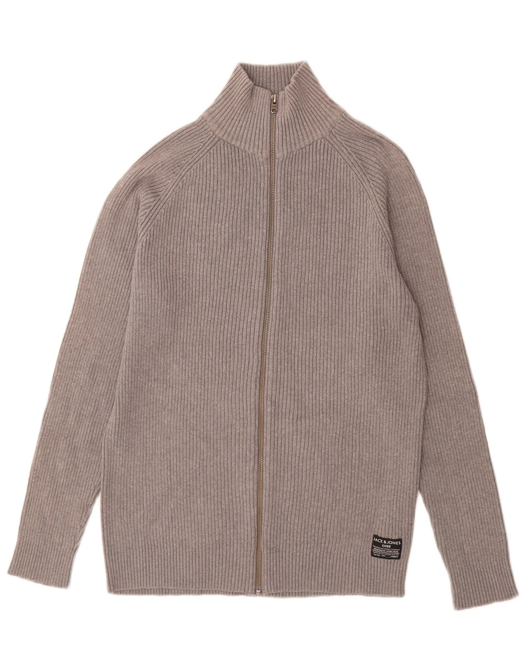Suéter cardigã masculino Jack & Jones algodão cinza médio