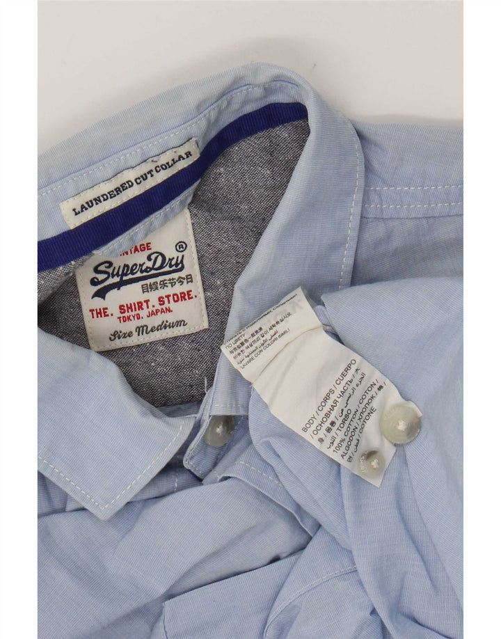 Camisa masculina Superdry algodão azul médio