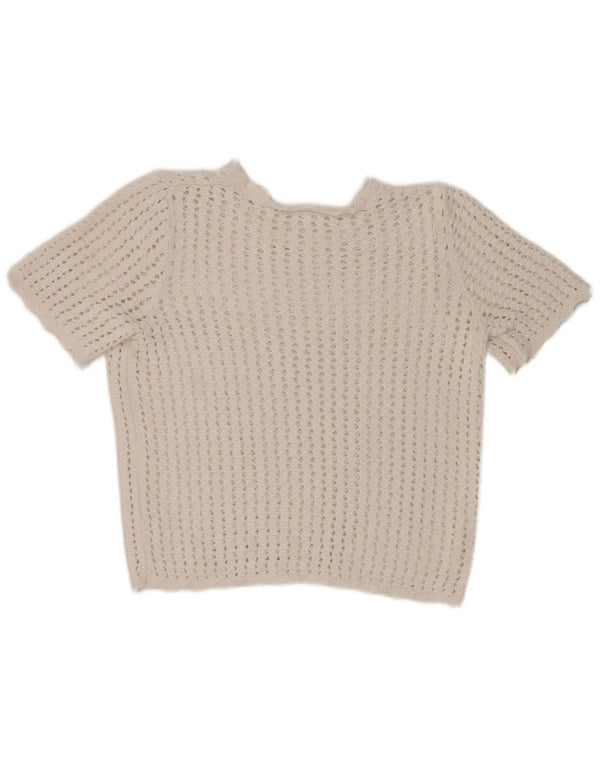 Blusa feminina de crochê Gap Top UK 14 médio branco