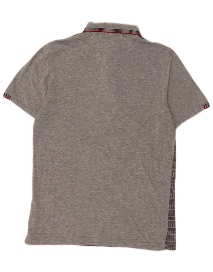 Camisa polo masculina Ted Baker tamanho 3 poliéster guingão cinza médio