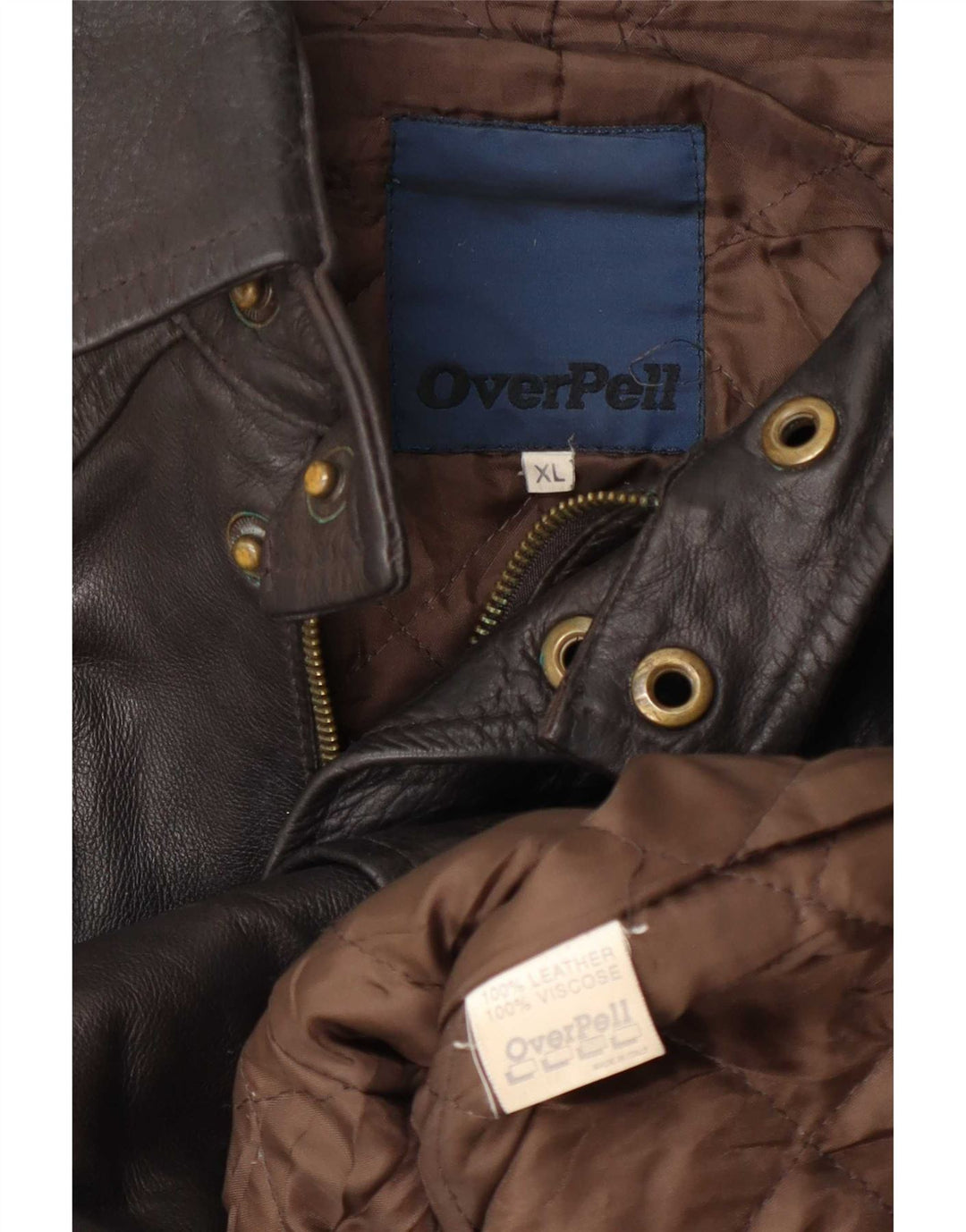 Jaqueta de couro masculina vintage UK 42 XL marrom