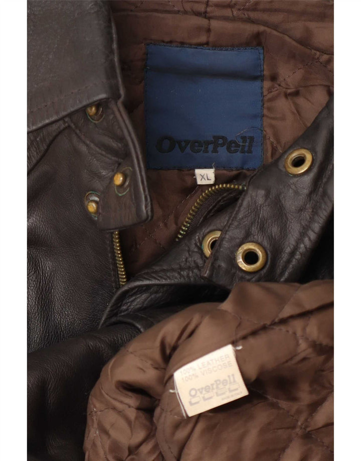 Jaqueta de couro masculina vintage UK 42 XL marrom