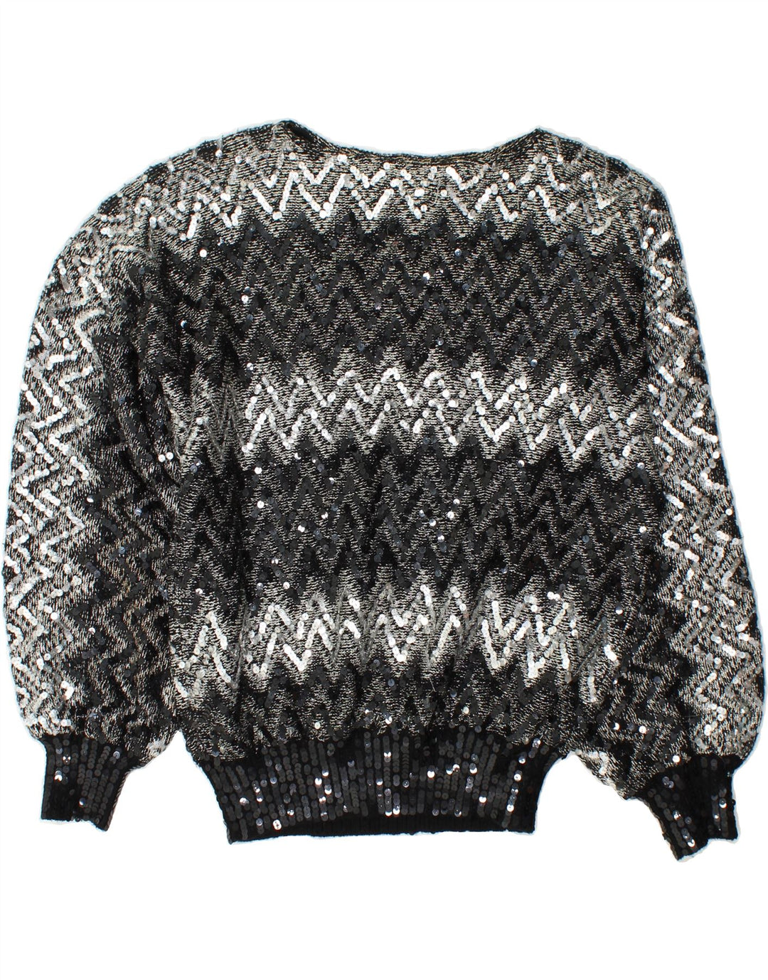 C&A Womens Boat Neck Jumper Sweater EU 48 2XL Silver Chevron Acrylic Vintage C&A and Second-Hand C&A from Messina Hembry 