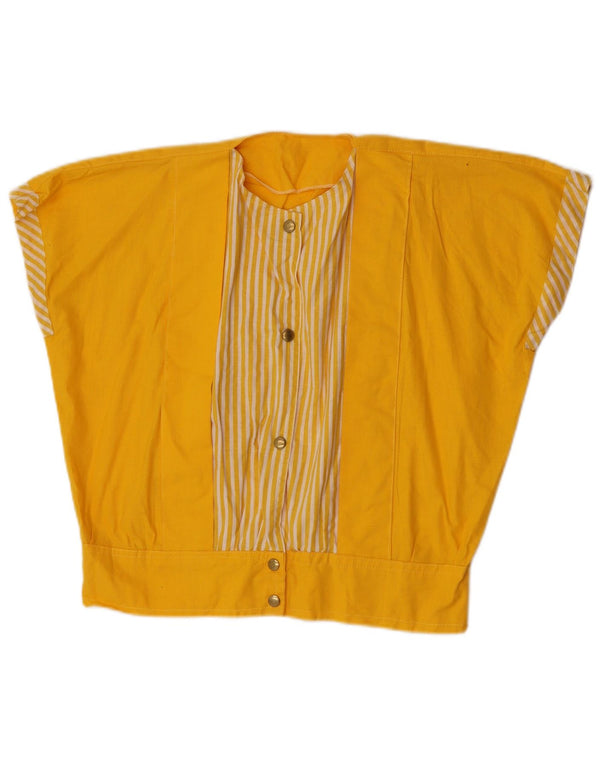 Blusa feminina vintage sem mangas com listras amarelas UK 18 XL