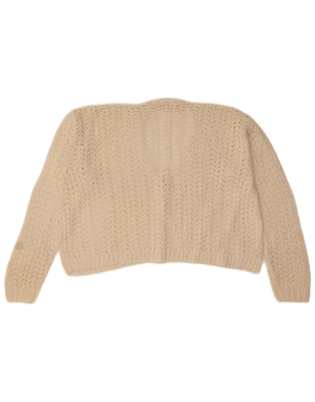Suéter cardigã vintage feminino UK 14 médio branco