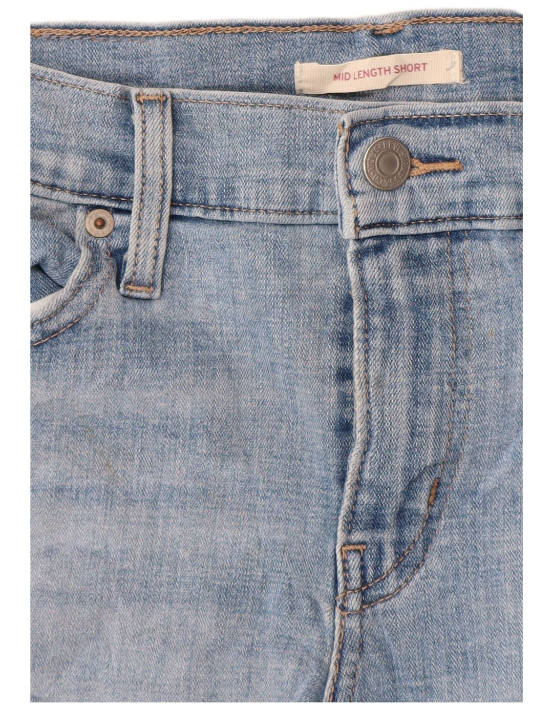 Shorts jeans feminino de cintura média LEVI'S W26 pequeno azul
