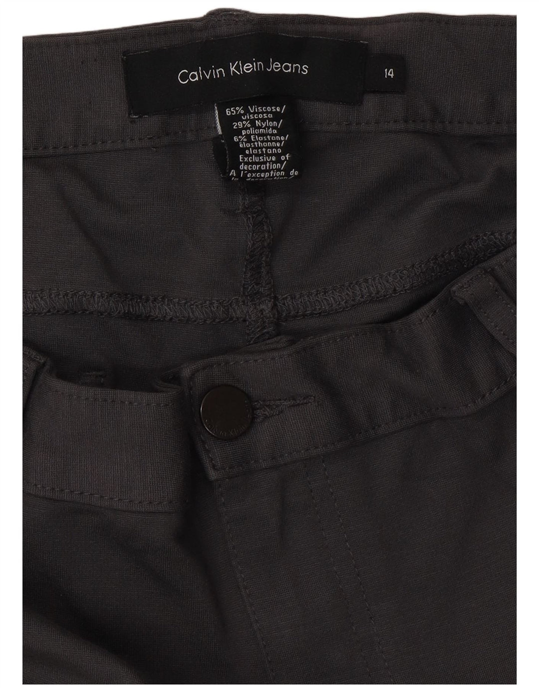 Calça casual feminina CALVIN KLEIN US 14 XL W34 L32 cinza viscose